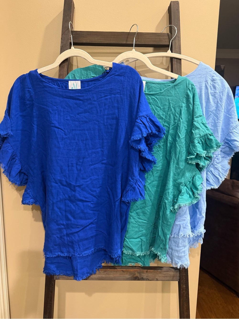 Shop the mint- 3 tops Fringed Sleeve Top -